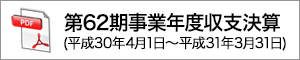 第62期事業年度(平成30年度)収支決算